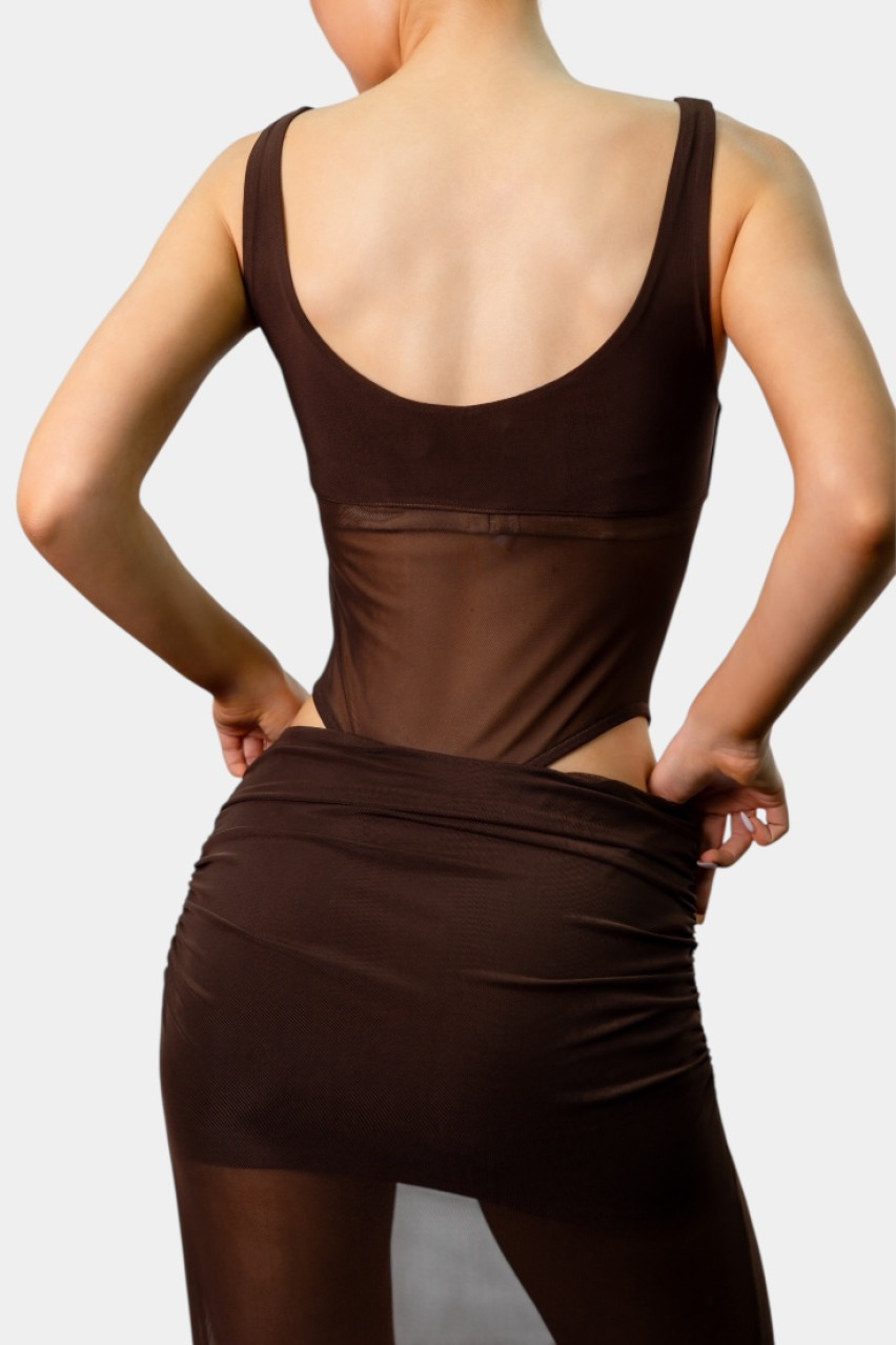 Коричневий костюм з боді та максіспідницею SS2025 BLAZH.