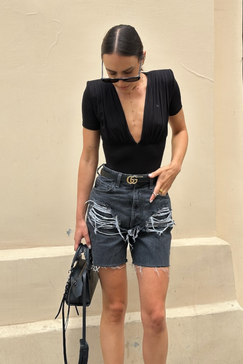 Темно-серые шорты Distressed прямого кроя SS2025 BLAZH.