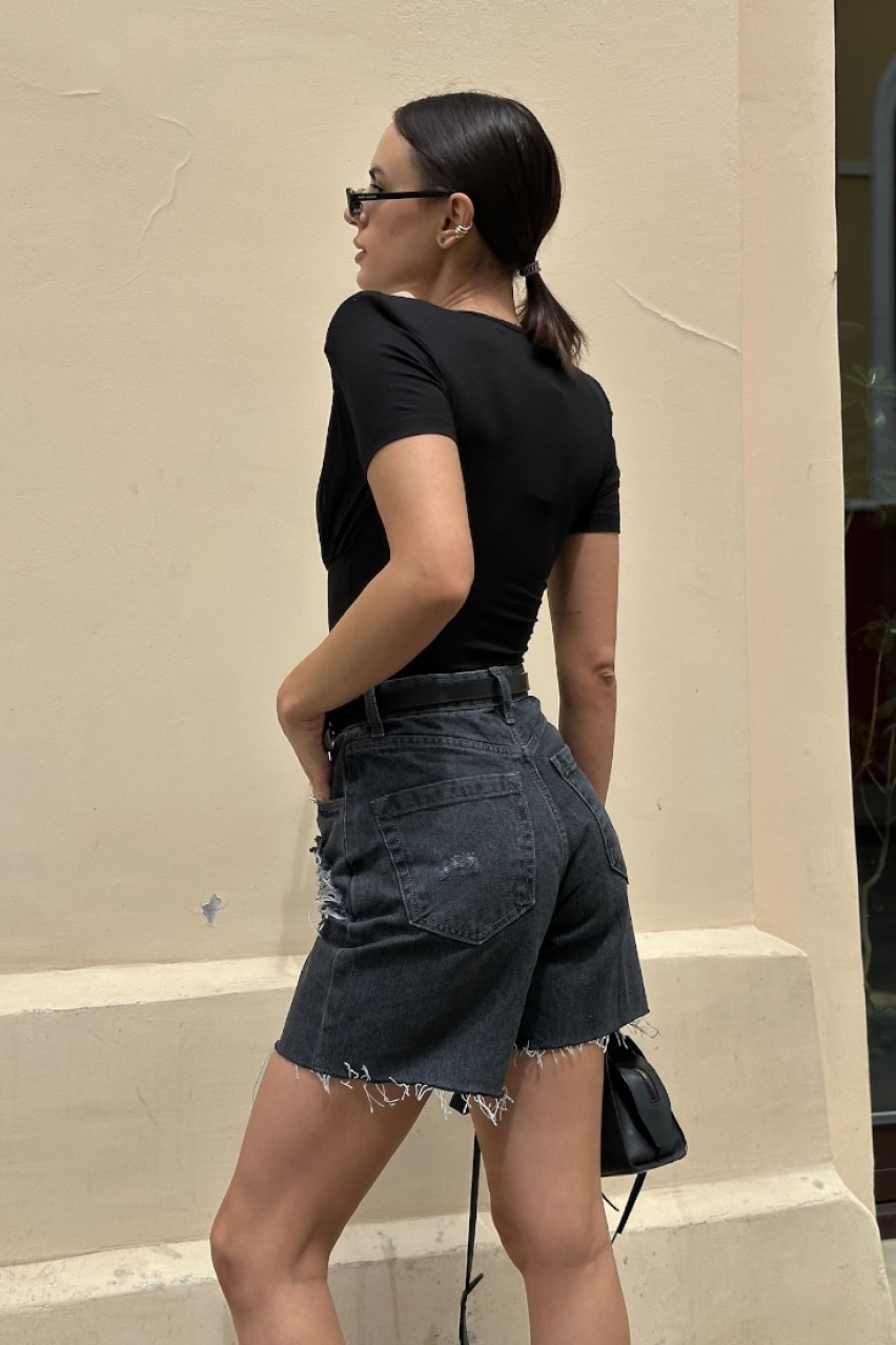 Темно-серые шорты Distressed прямого кроя SS2025 BLAZH.