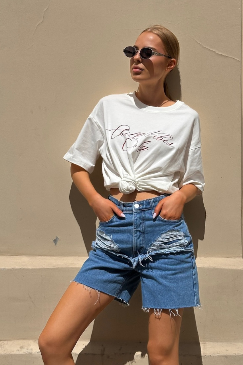 Синие шорты Distressed прямого кроя SS2025 BLAZH.