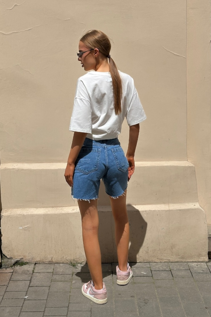 Синие шорты Distressed прямого кроя SS2025 BLAZH.