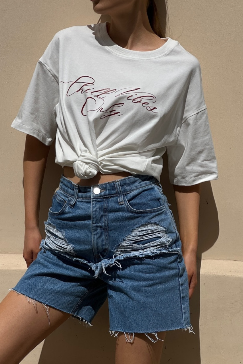 Синие шорты Distressed прямого кроя SS2025 BLAZH.