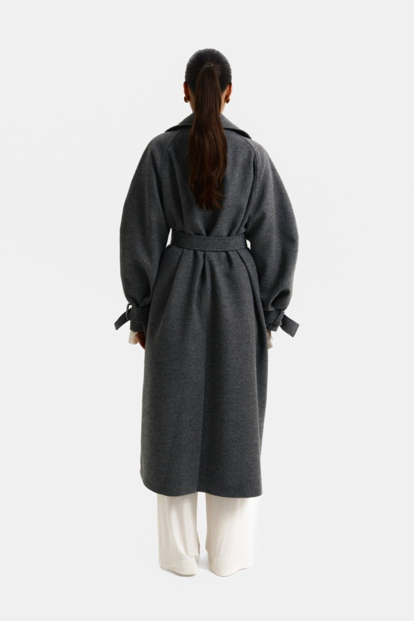 Сіре пальто оверсайз зі спущеним рукавом WWU-OC110-7-5 BÁZHANE