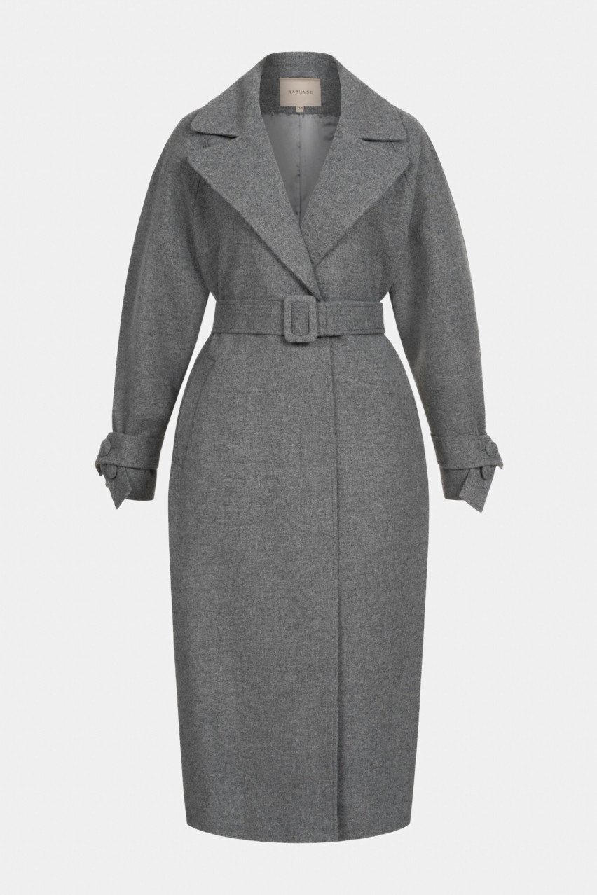Сіре пальто оверсайз зі спущеним рукавом WWU-OC110-7-5 BÁZHANE