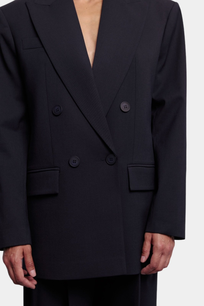 Темно-синий оверсайз жакет с подплечниками 1014-11-1 BAZHANE