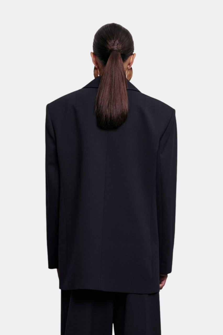 Темно-синий оверсайз жакет с подплечниками 1014-11-1 BAZHANE