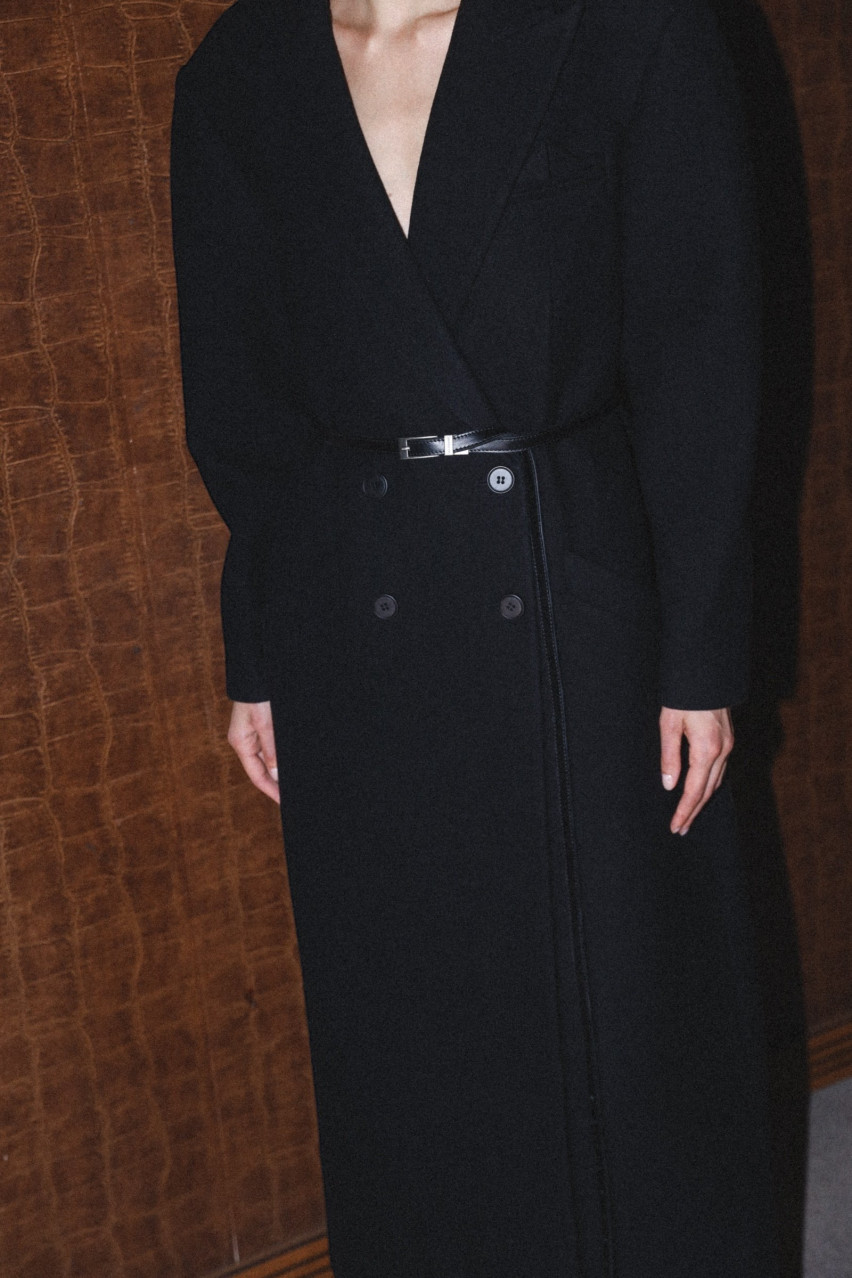 Черный двойной кожаный ремень 0015-5-184 BAZHANE