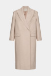 Бежеве пальто максі з акцентними плечима