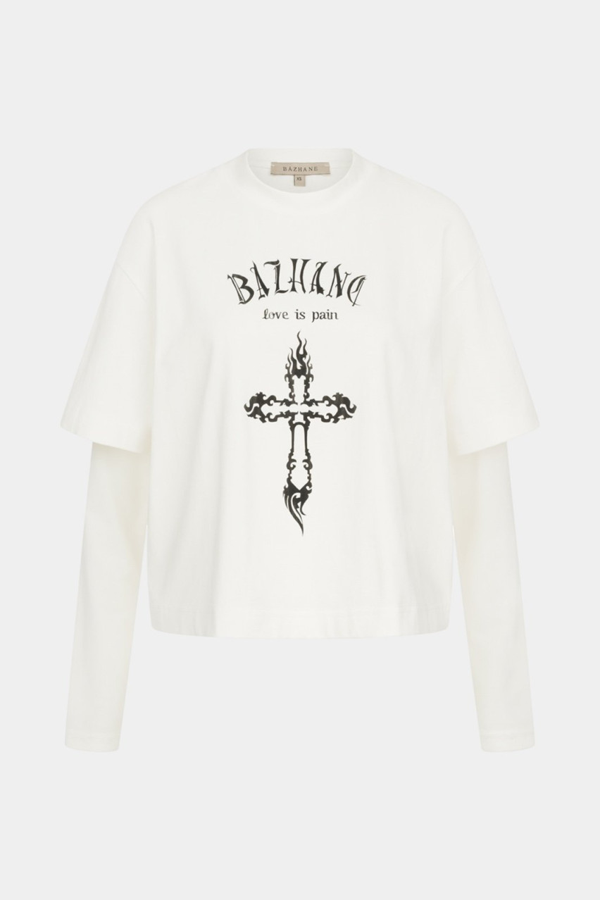 Молочный лонгслив Layered T-shirt 8550-3-21 BÁZHANE