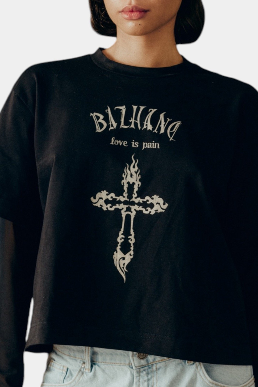 Черный лонгслив Layered T-shirt 8550-2-21 BÁZHANE