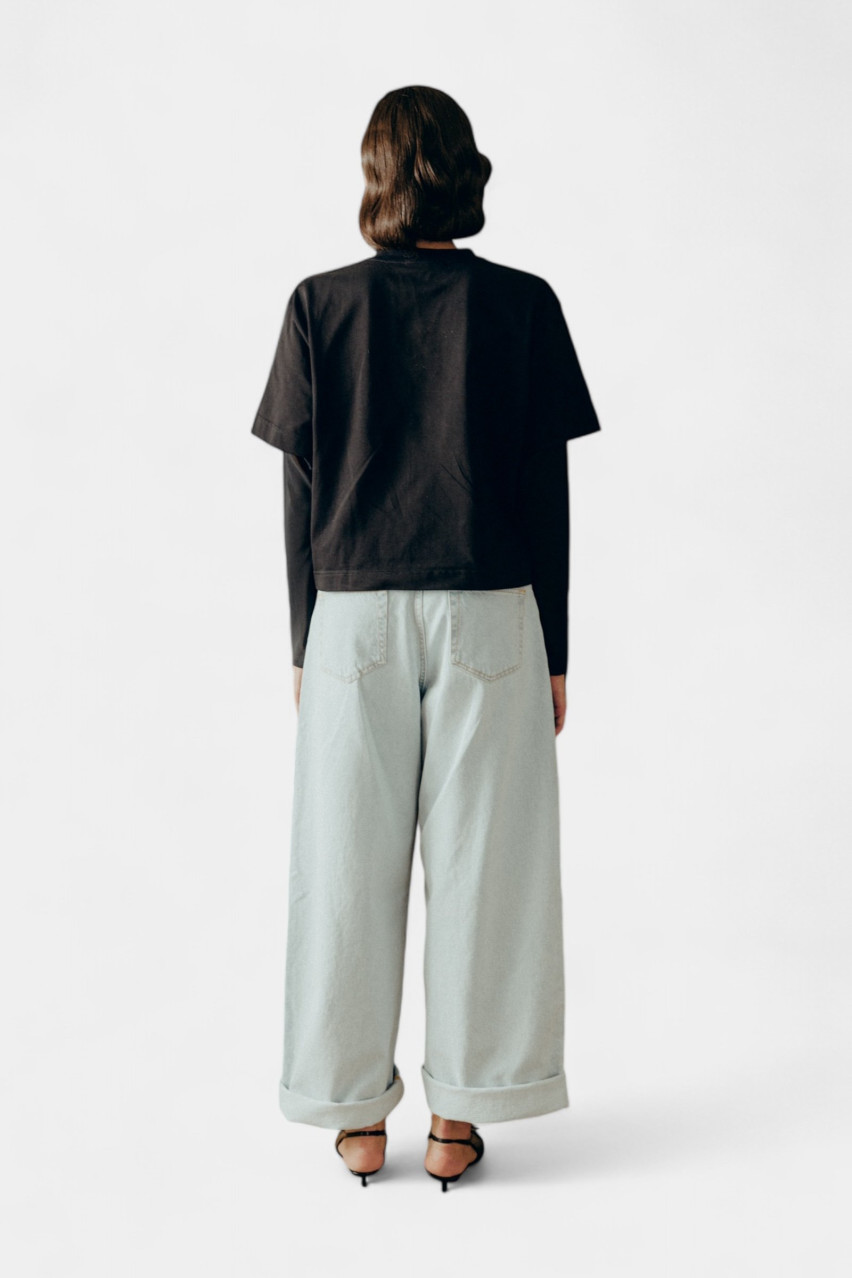 Черный лонгслив Layered T-shirt 8550-2-21 BÁZHANE