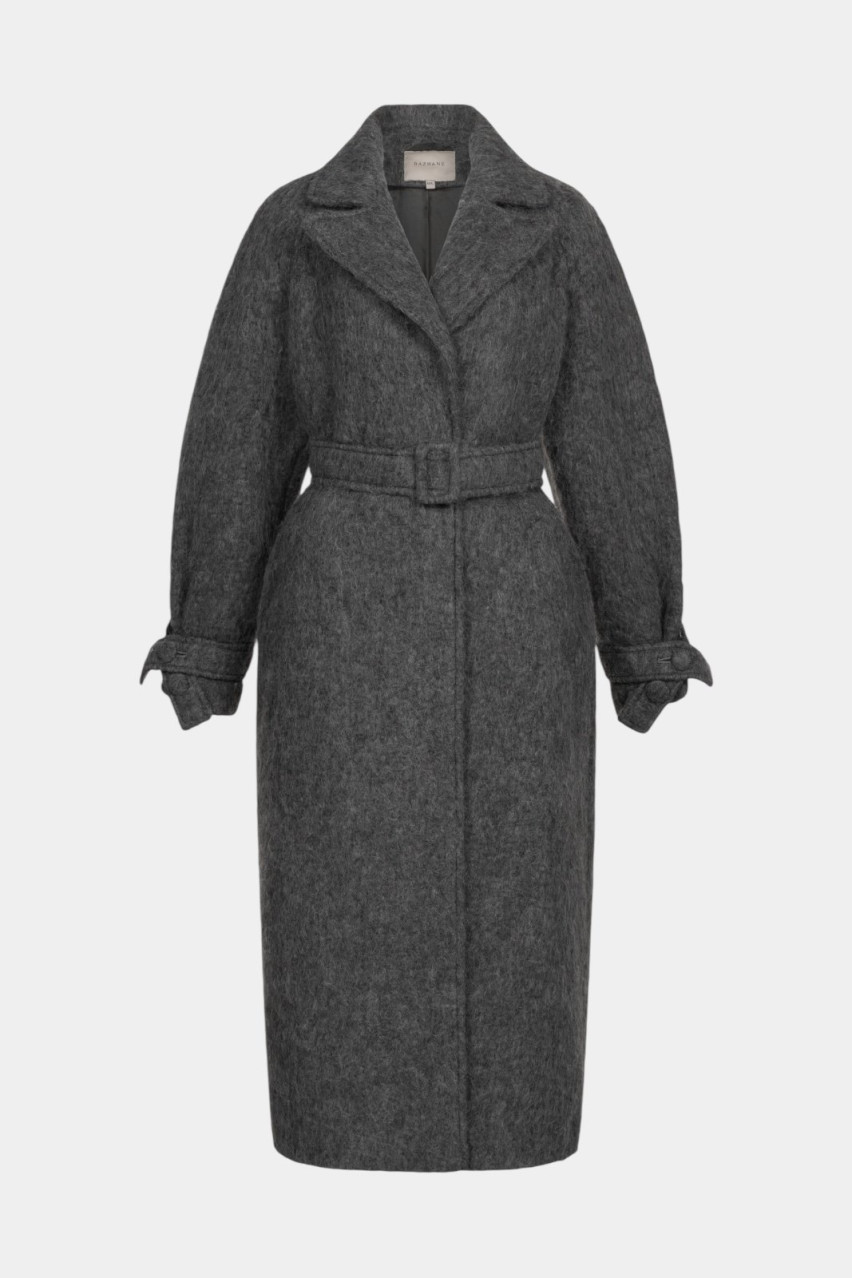 Графітове пальто максі зі спущеним рукавом 110-18-29 BÁZHANE