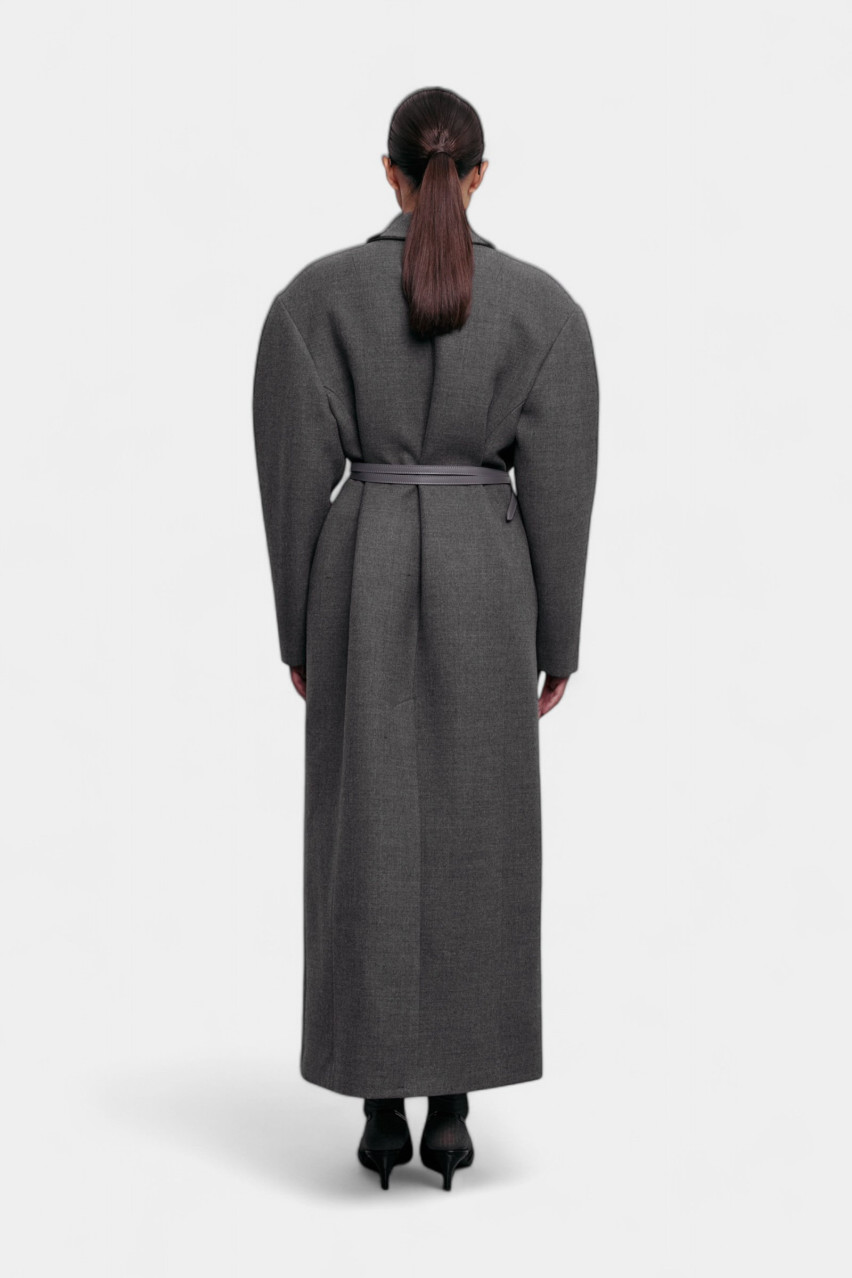 Сіре оверсайз пальто прямого крою 1037-9-5 BÁZHANE