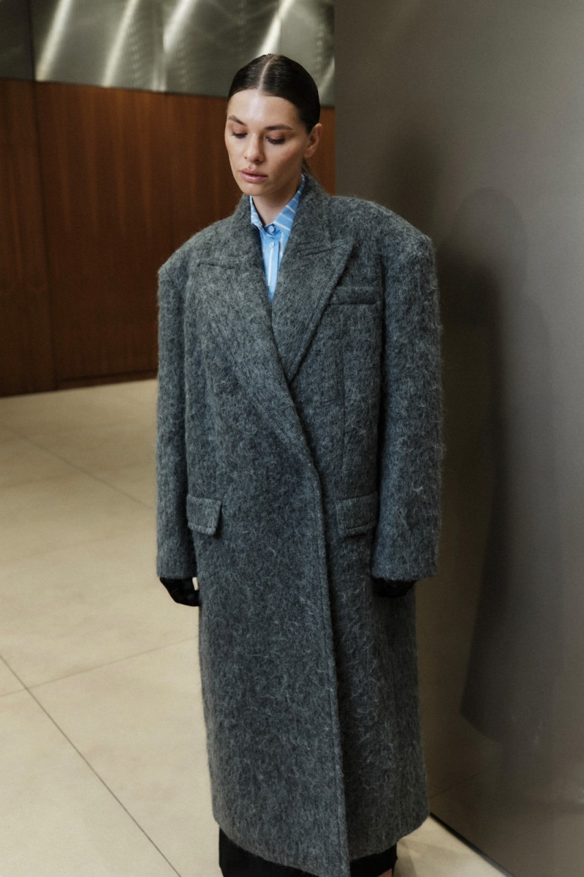 Графітове оверсайз пальто з вовни альпаки 108-1005-1 BÁZHANE