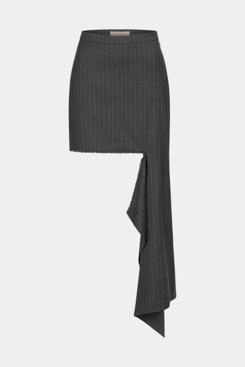 Графитовая мини-юбка с отрезанной деталью 1070-8-1 BÁZHANE