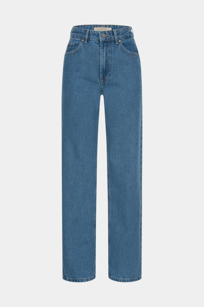 Сині джинси прямого крою 1001-2-1 BÁZHANE