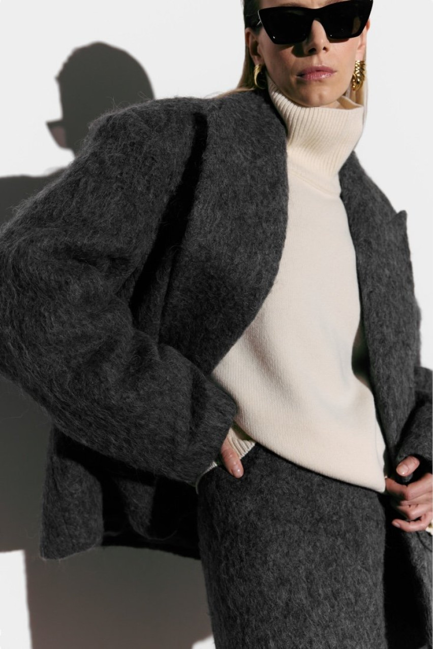 Графитовая юбка Fuzzy Alpaca 1108-18-35 BÁZHANE