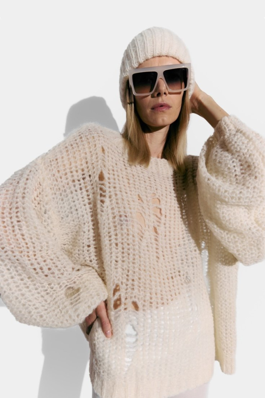 Молочный свитер Alpaca 4055-3 BÁZHANE