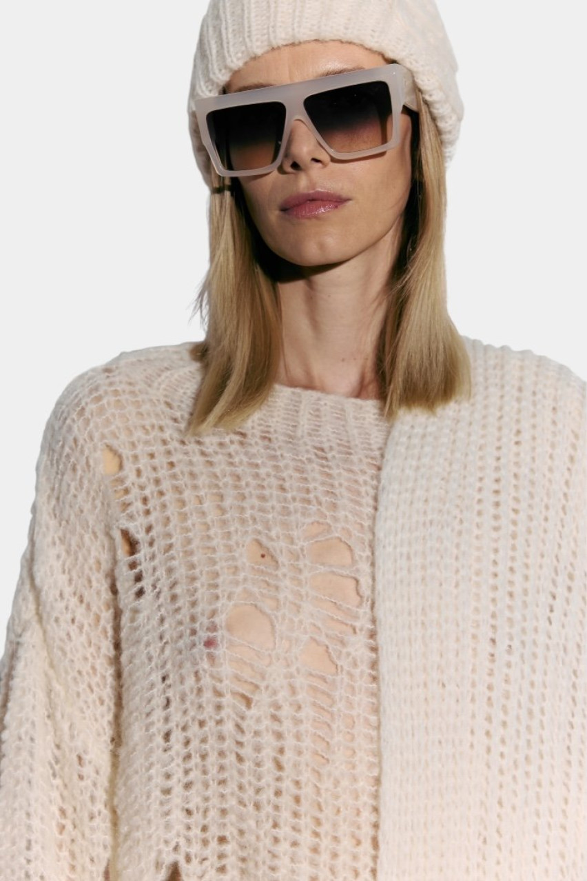 Молочный свитер Alpaca 4055-3 BÁZHANE