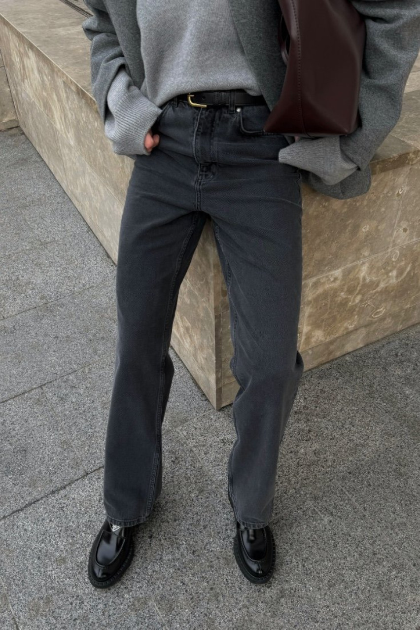 Сірі джинси прямого крою 1001-7 BÁZHANE