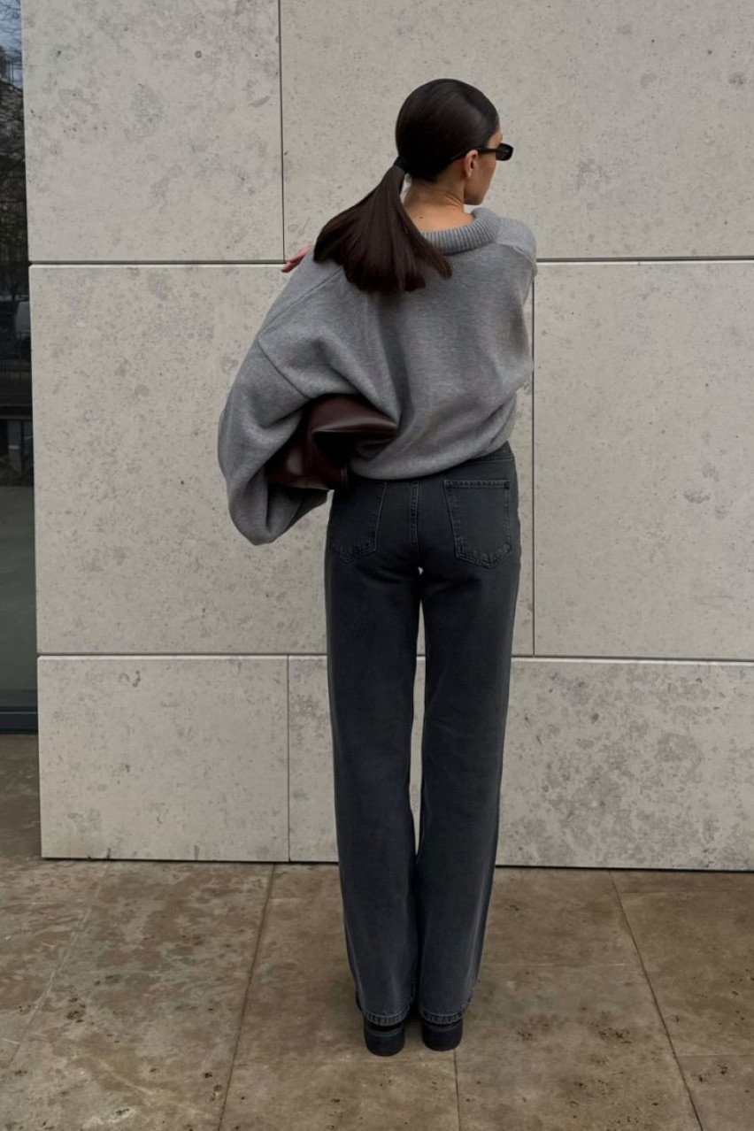 Сірі джинси прямого крою 1001-7 BÁZHANE