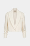 Молочное кроп пальто-жакет со сборками на рукавах