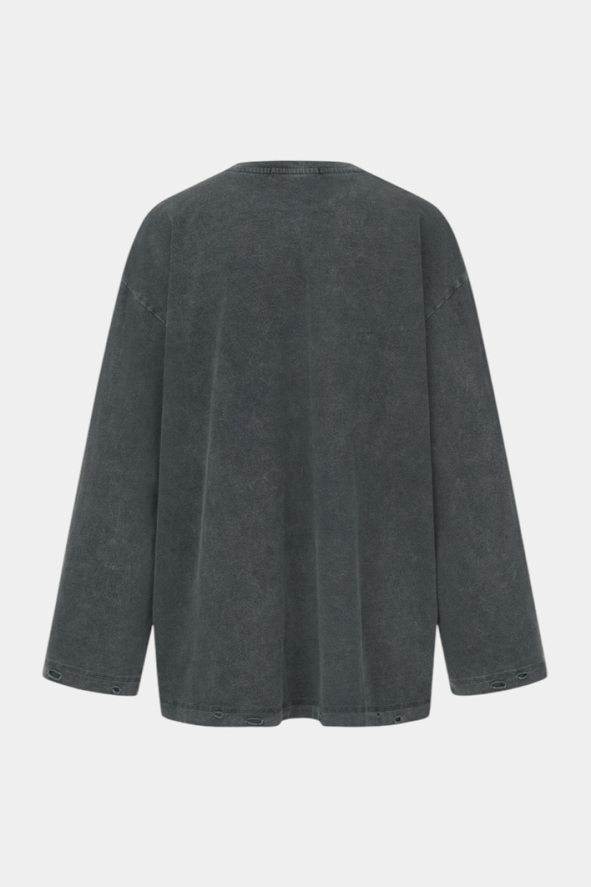 Сірий лонгслів у вінтажному стилі з принтом WWT-LS1048VP1-7-28 BÁZHANE