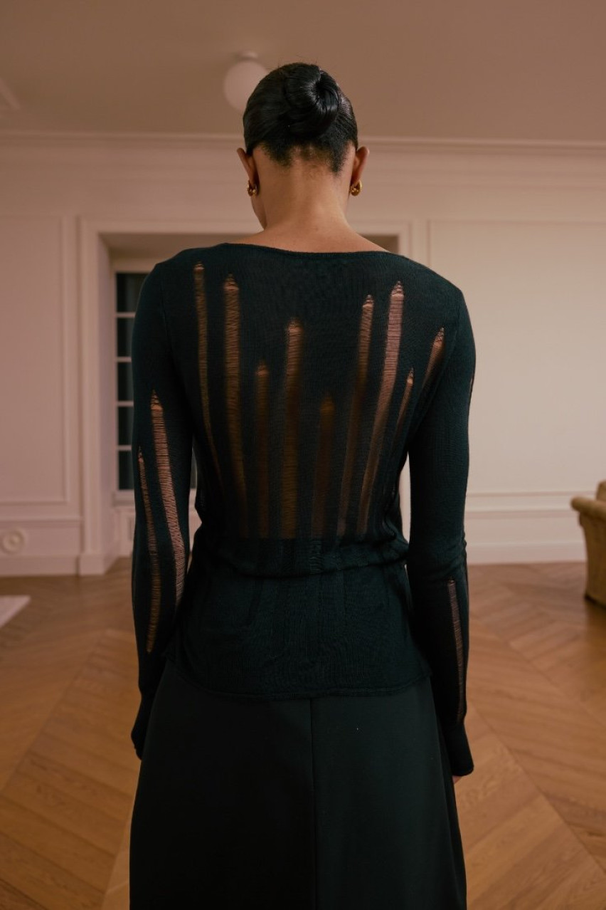 Черный кардиган Sheer WWT-CRD4064-2-15 BÁZHANE