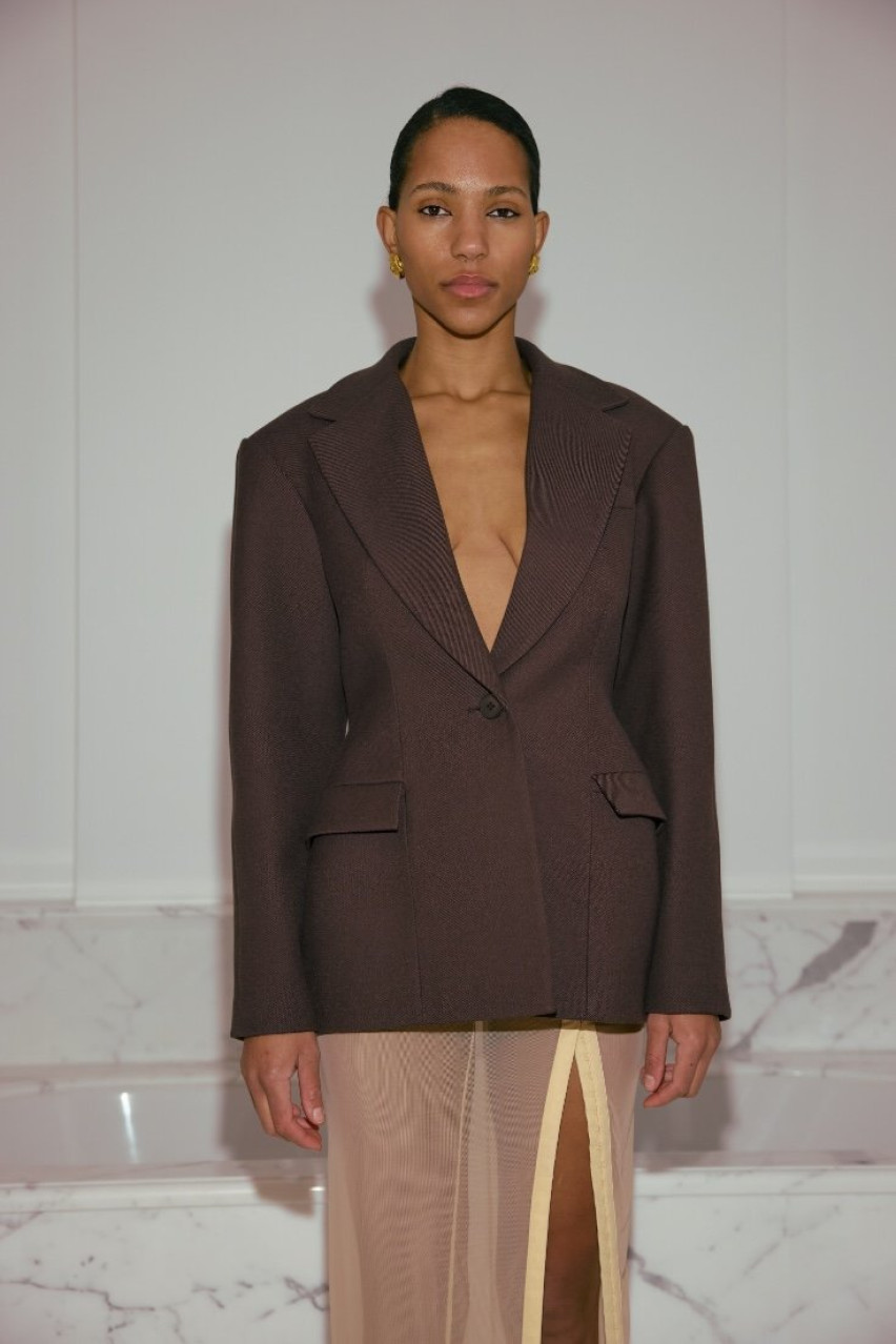 Шоколадное пальто-жакет Hourglass 1091-14-54 BÁZHANE