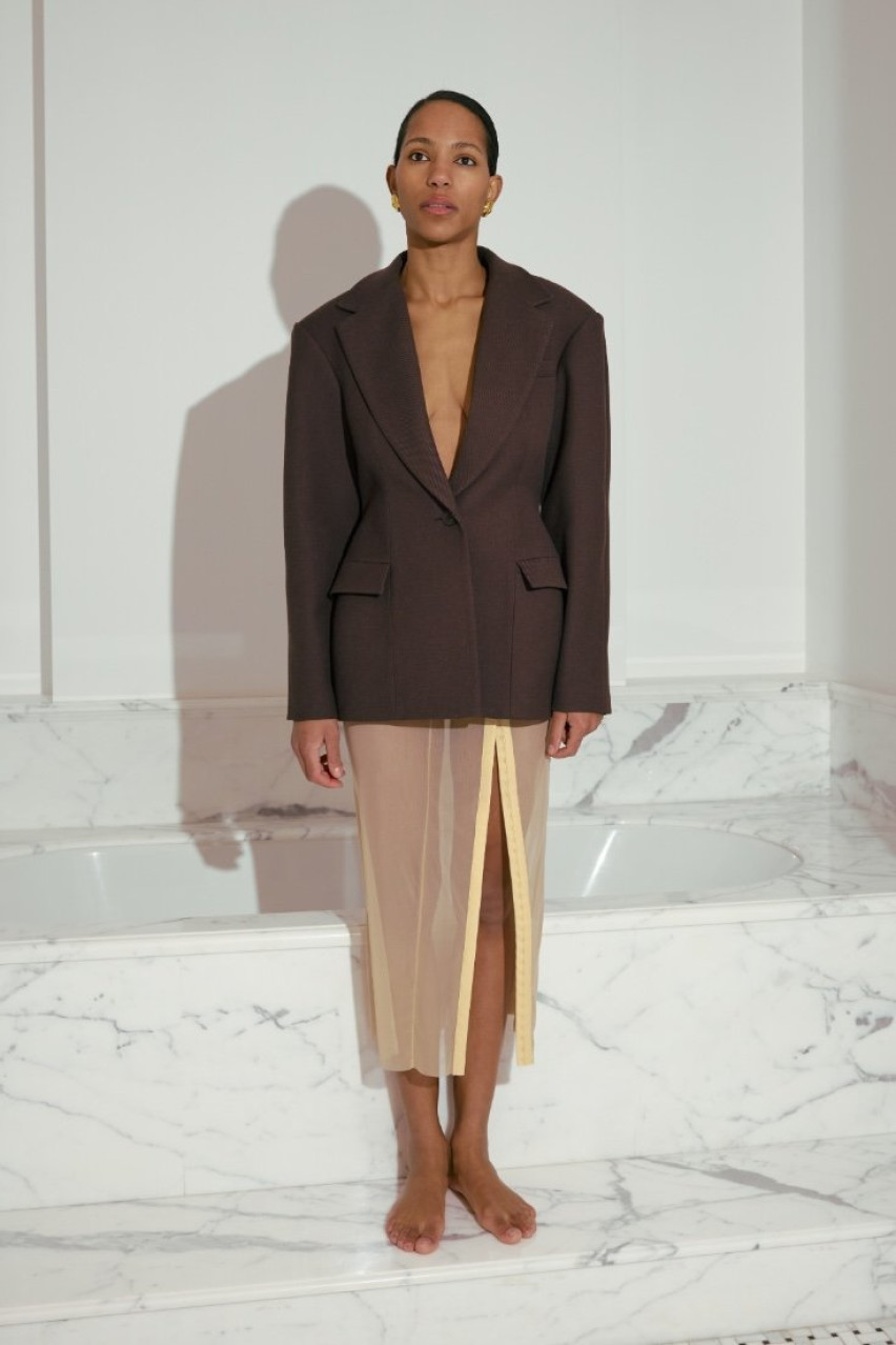 Шоколадное пальто-жакет Hourglass 1091-14-54 BÁZHANE