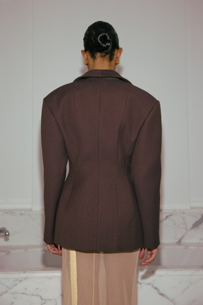 Шоколадное пальто-жакет Hourglass 1091-14-54 BÁZHANE