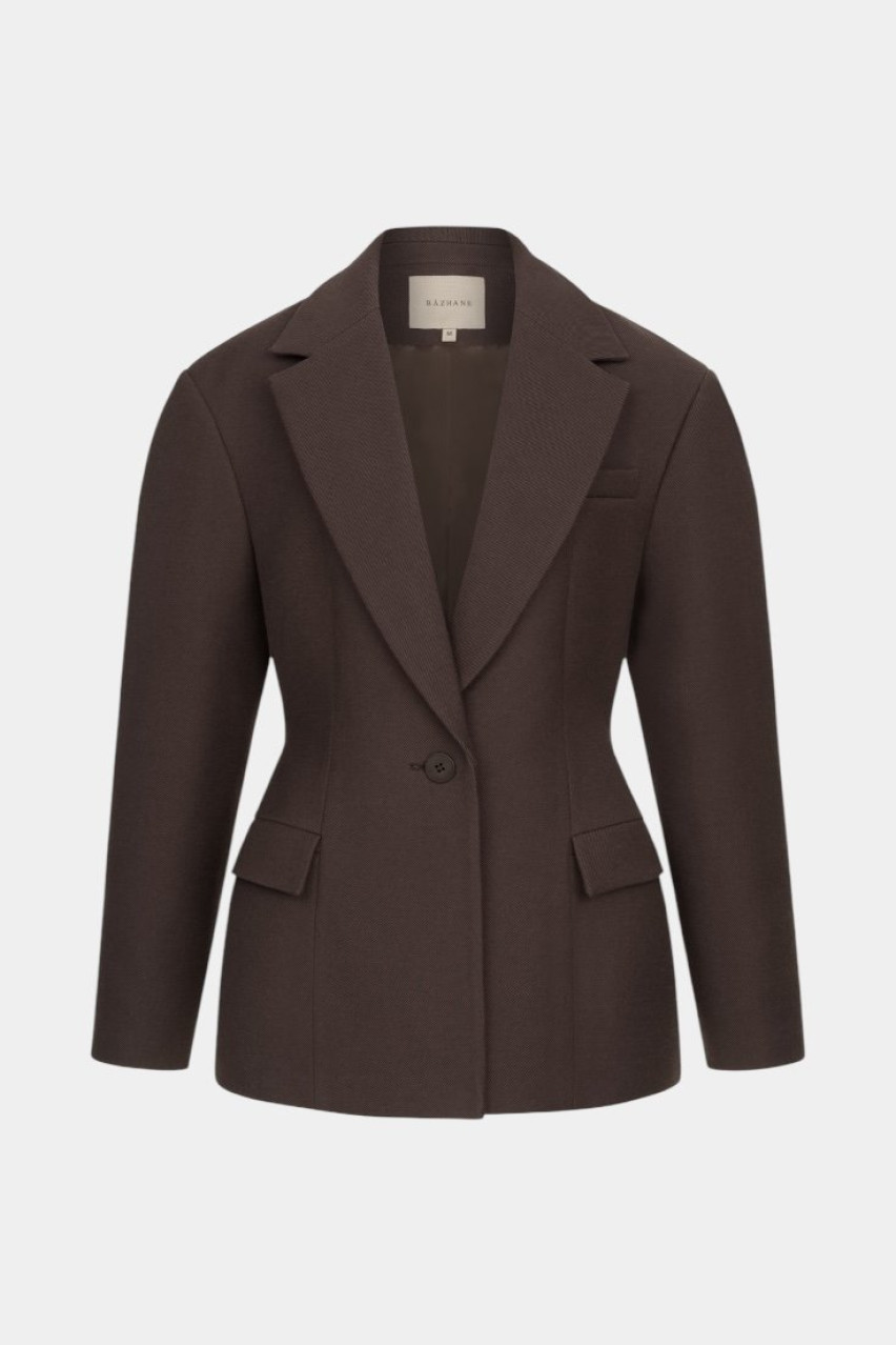 Шоколадное пальто-жакет Hourglass 1091-14-54 BÁZHANE