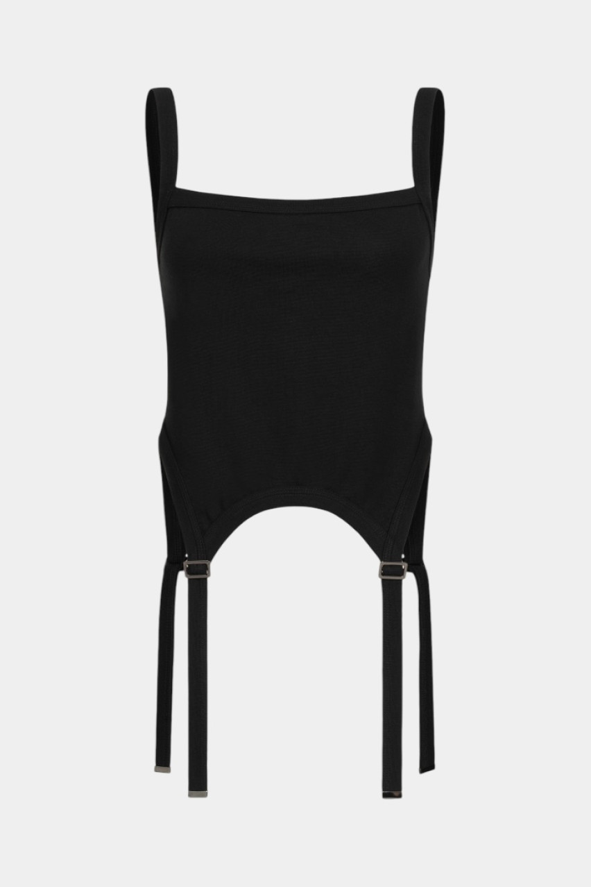 Чорна майка з гартерами WWT-TS1028-2-52 BÁZHANE