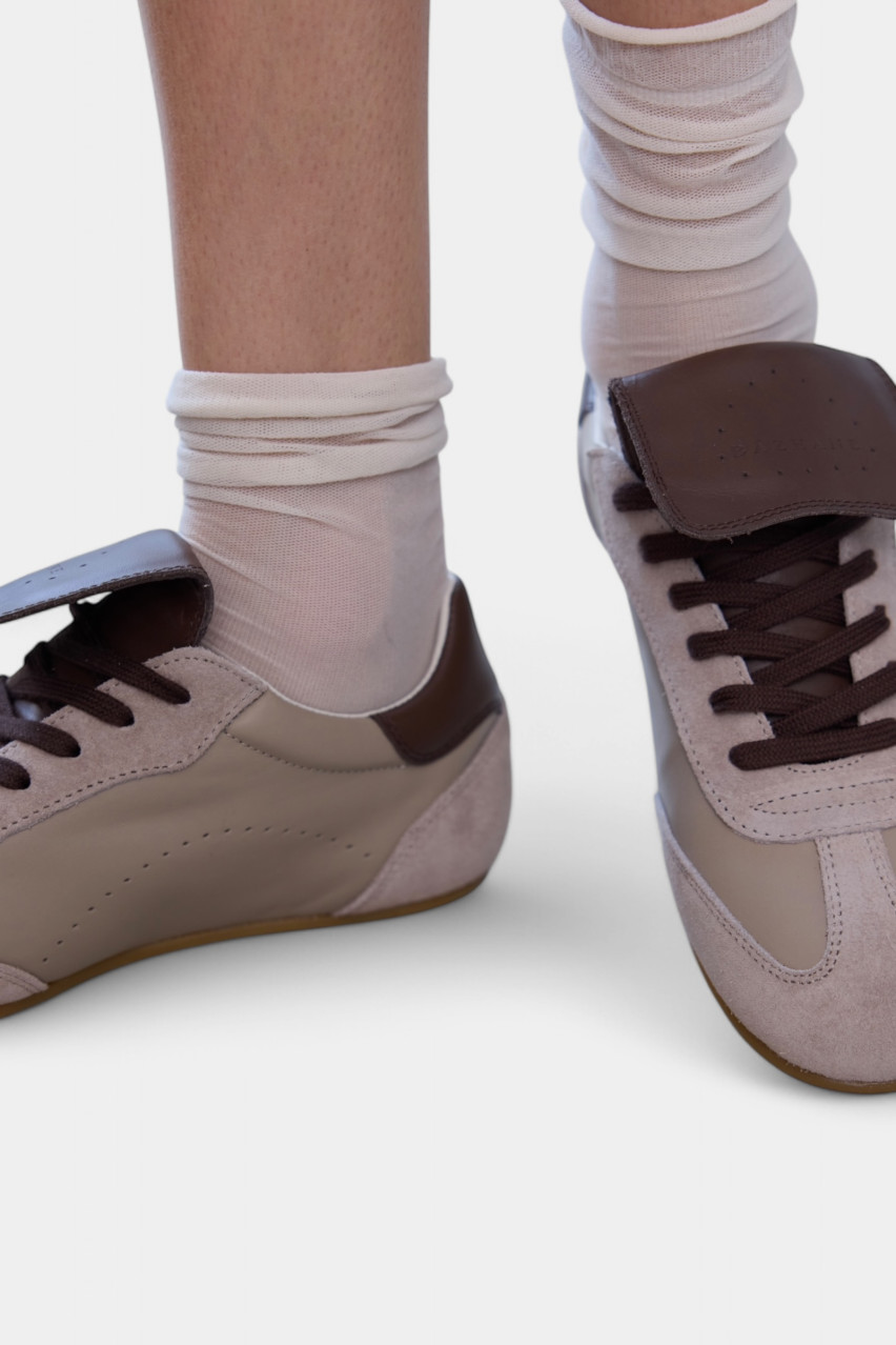 Бежевые кеды Nostalgia с коричневыми деталями SW-SK01-14-70 BÁZHANE