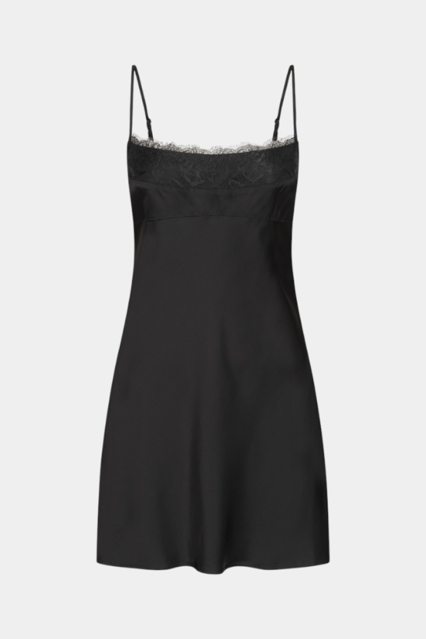 Черное миниплатье с кружевом и открытой спиной WWT-DR1076-2-6 BÁZHANE