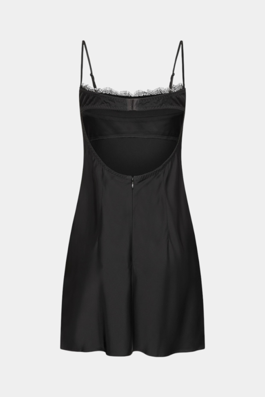 Черное миниплатье с кружевом и открытой спиной WWT-DR1076-2-6 BÁZHANE