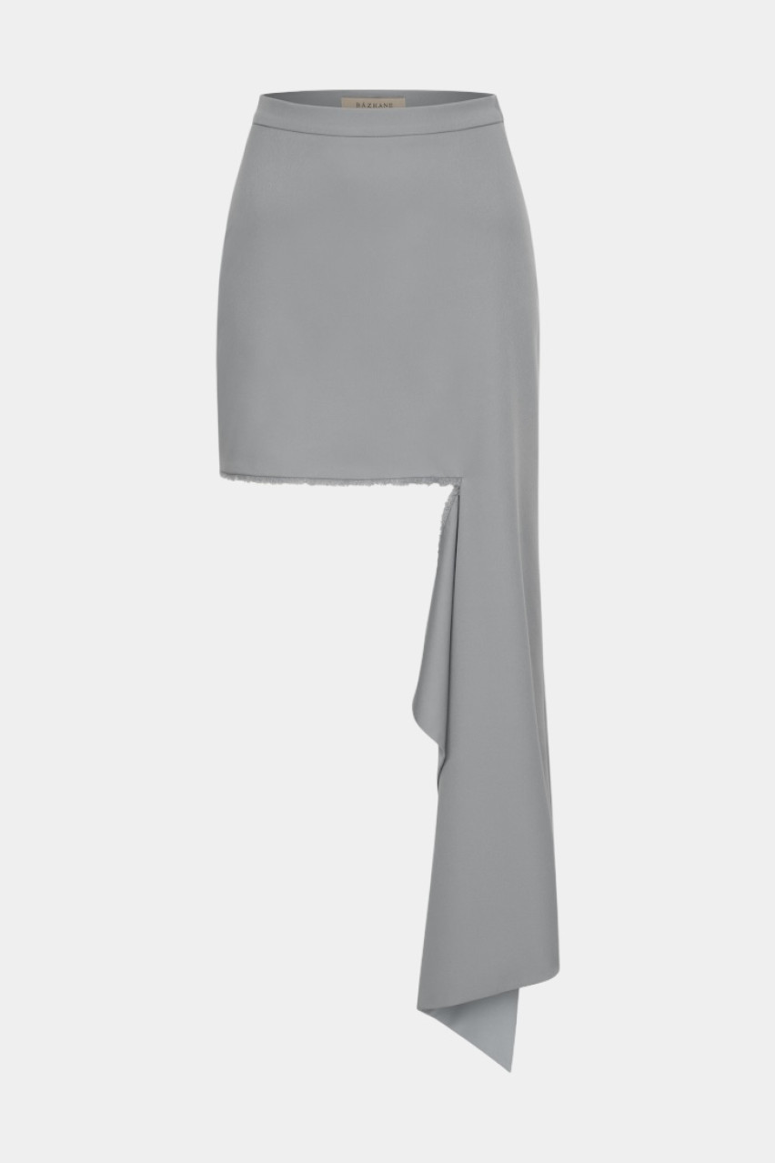 Сіра мініспідниця з відрізаною деталлю WWB-SK1070-7-42 BÁZHANE