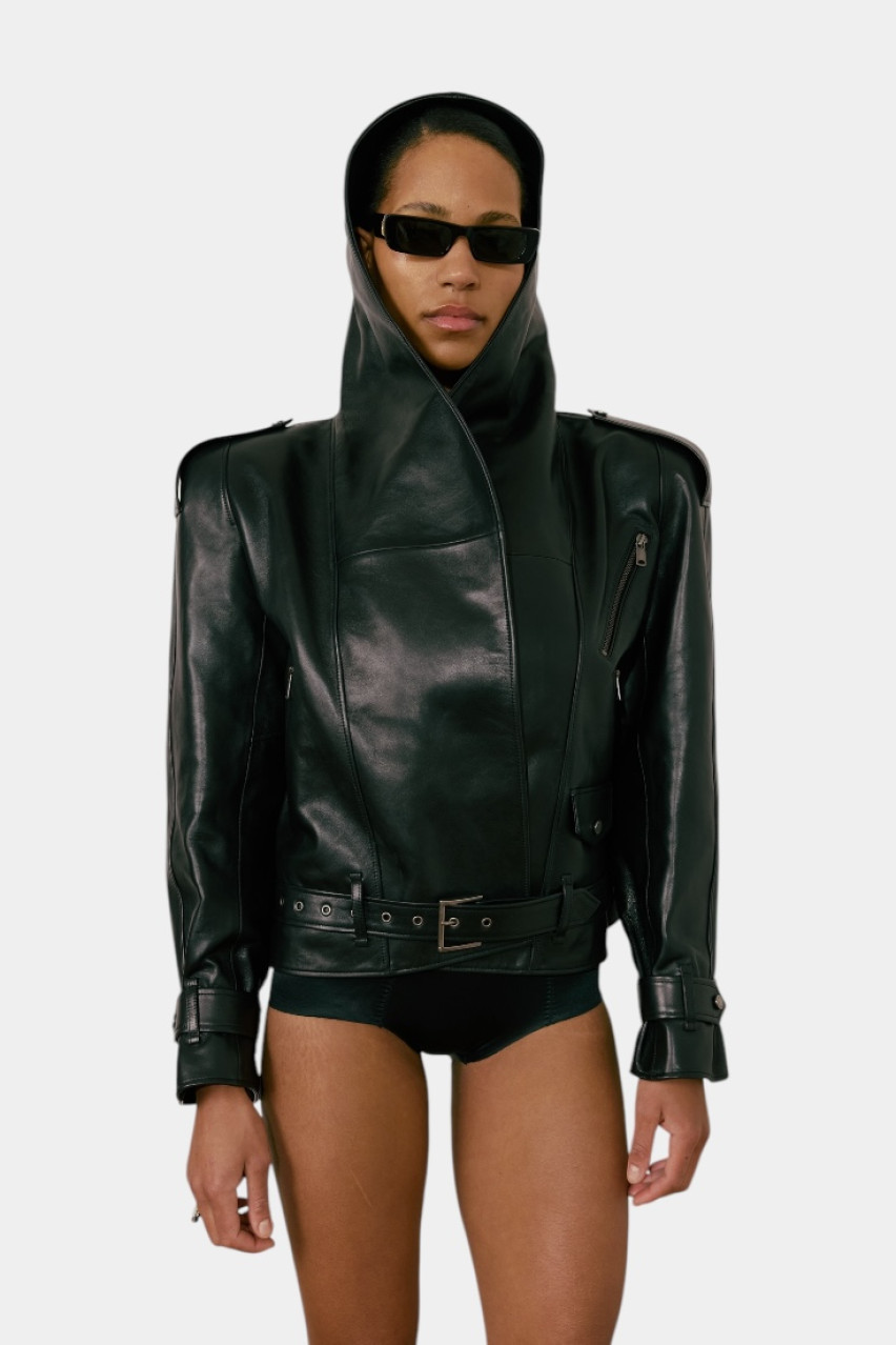 Чорна шкіряна куртка Maverick WWU-LJ96-2-70 BÁZHANE