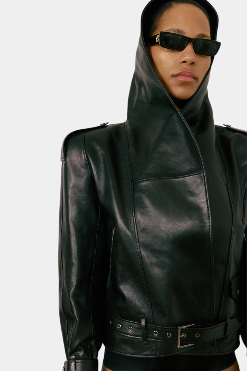 Чорна шкіряна куртка Maverick WWU-LJ96-2-70 BÁZHANE