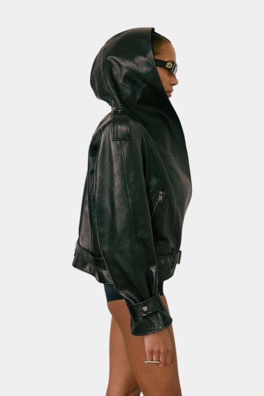 Чорна шкіряна куртка Maverick WWU-LJ96-2-70 BÁZHANE