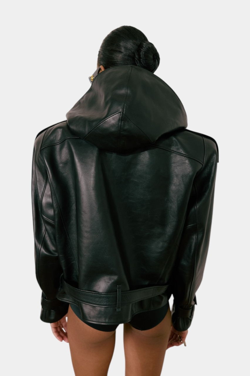 Чорна шкіряна куртка Maverick WWU-LJ96-2-70 BÁZHANE