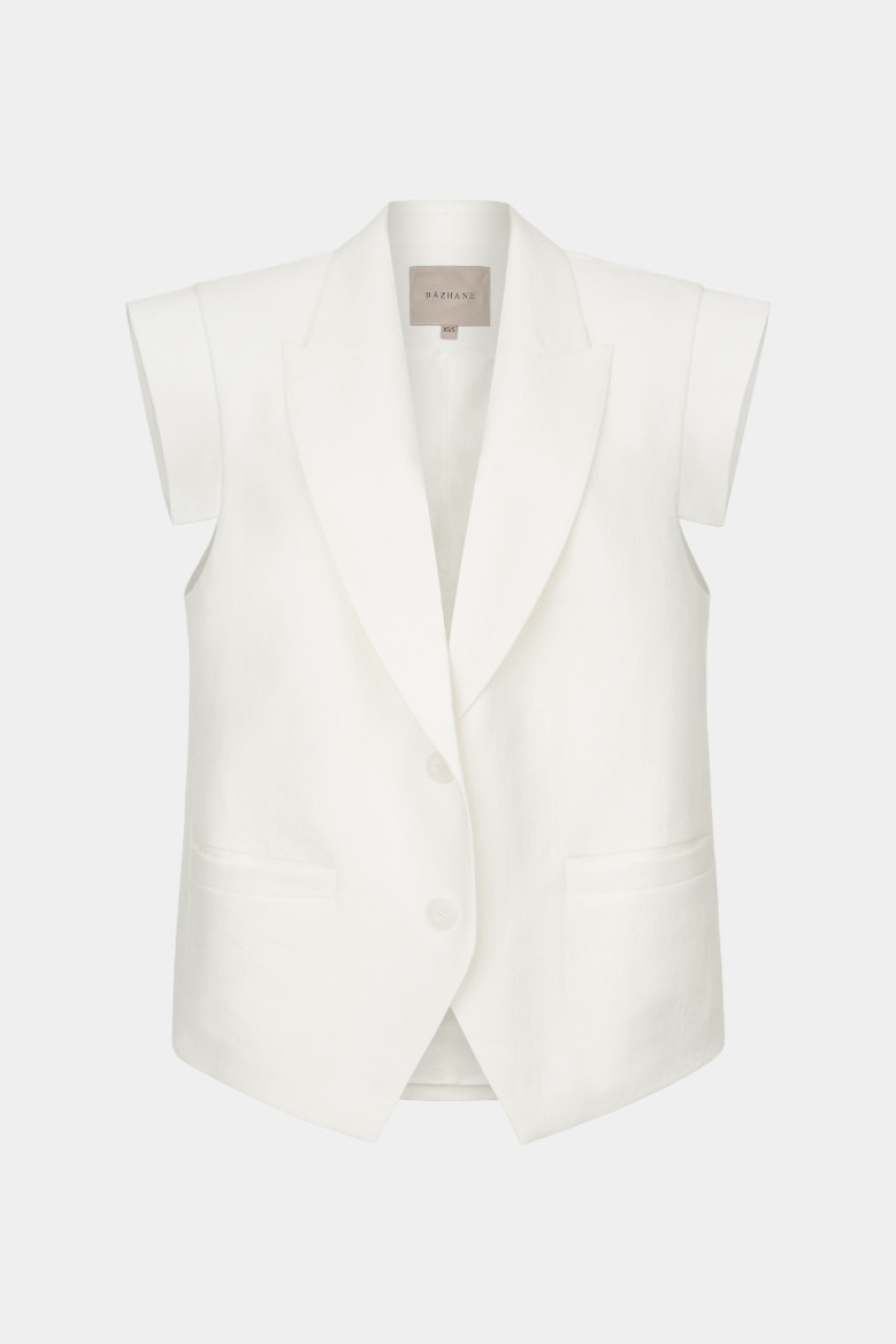 Молочный льняной жилет Vivid WWU-VS1135-3-14 BÁZHANE