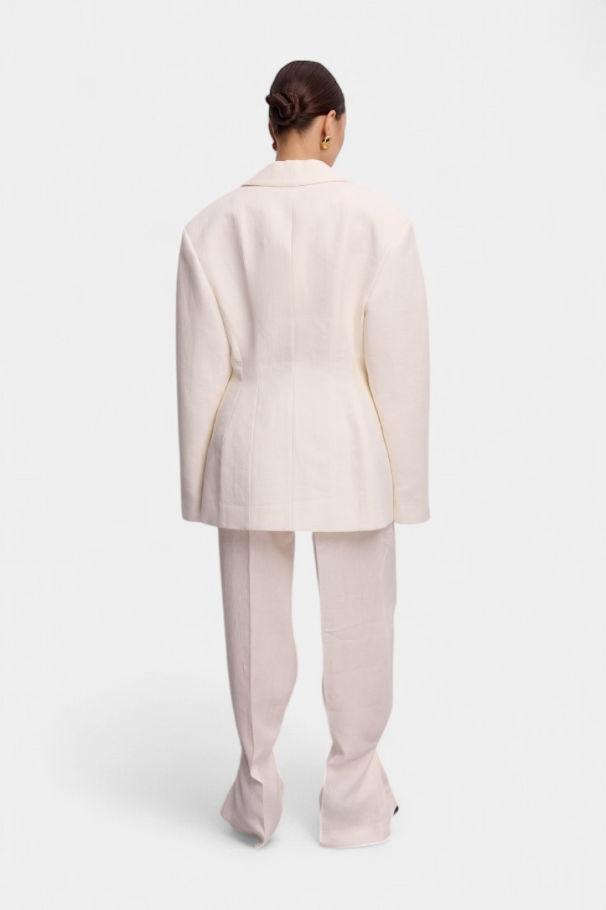 Молочные льняные брюки Fold WWB-P1145-3-14 BÁZHANE