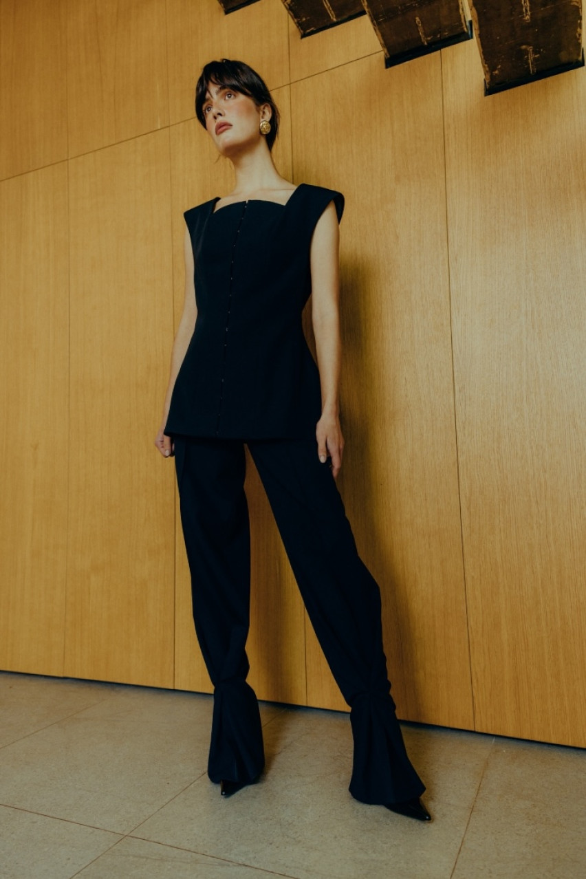 Чорні брюки Fold WWB-P1145-2-11 BÁZHANE