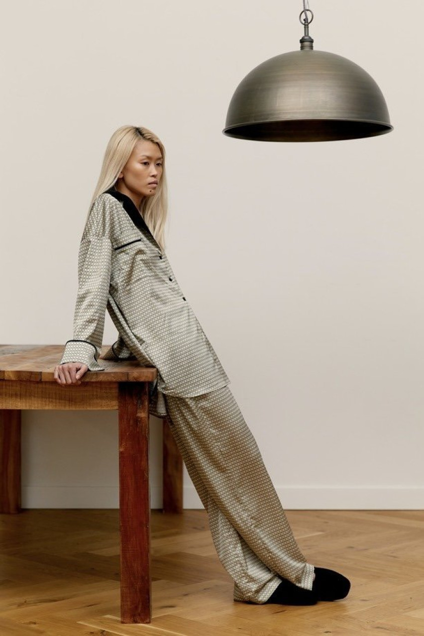 Бежева піжамна сорочка Logo Pattern shirtPATT BlackSeaTribe