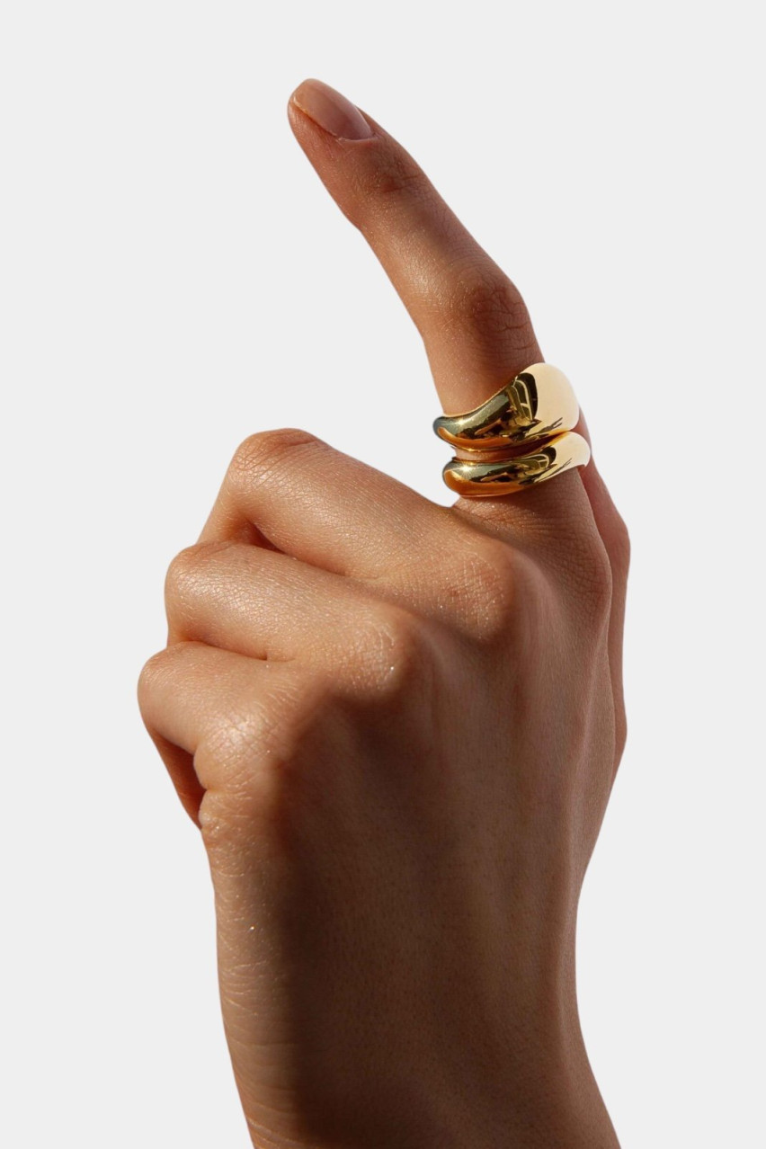 Пара позолоченных колец Double Amorf RG0006Y Bruá