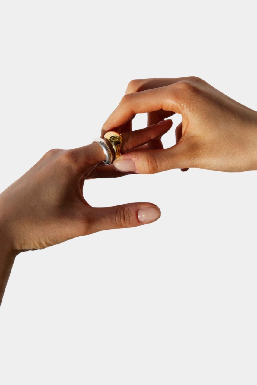 Пара колец Double Amorf Mix: серебряная и позолоченная RG0006YMIX Bruá