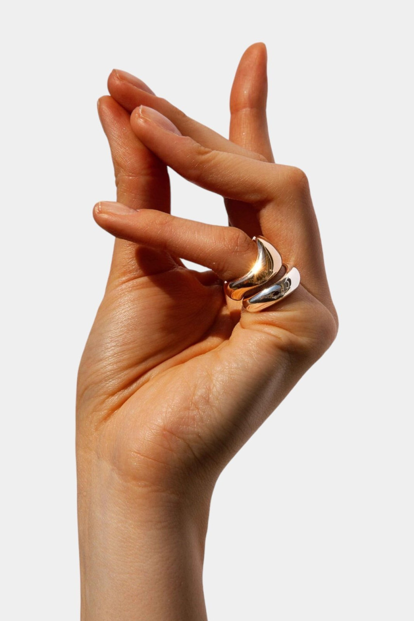 Пара колец Double Amorf Mix: серебряная и позолоченная RG0006YMIX Bruá
