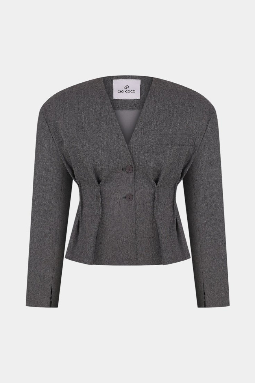 Серый короткий жакет с акцентом на талию CICI COCO