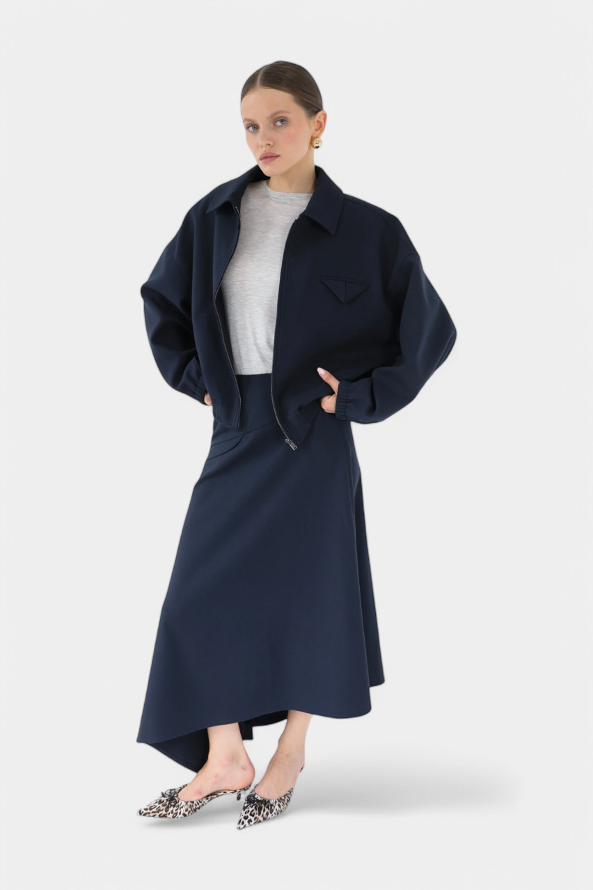 Темно-синяя ассиметричная максиюбка CICI COCO